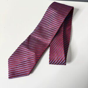 BOSS HUGO BOSS red & blue silk stripe tie